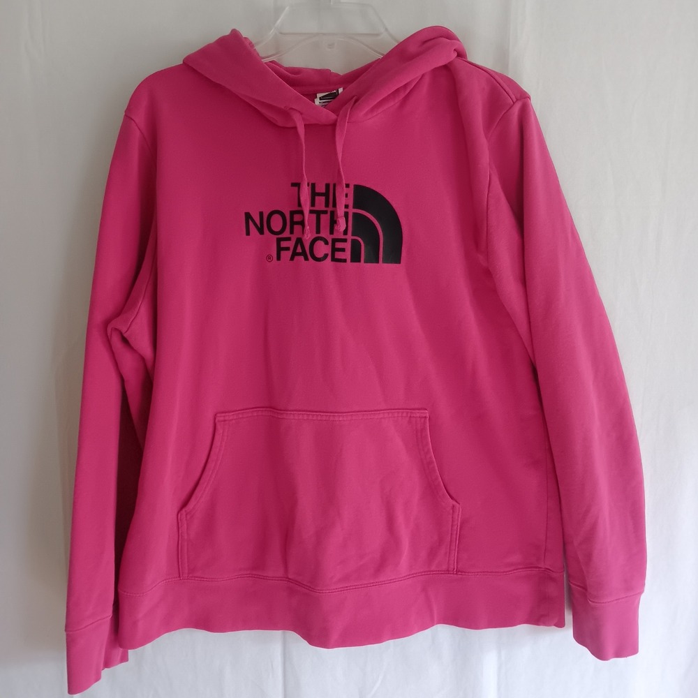 The North Face Hoodie Womens XL Pink Pullover Fleece Logo Sweatshirt